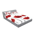 thumbnail image 2 of Ambesonne Floral Fitted Sheet & Pillow Sham Set, Vivid Rose Flower Petal, Queen, Vermilion and White, 2 of 2