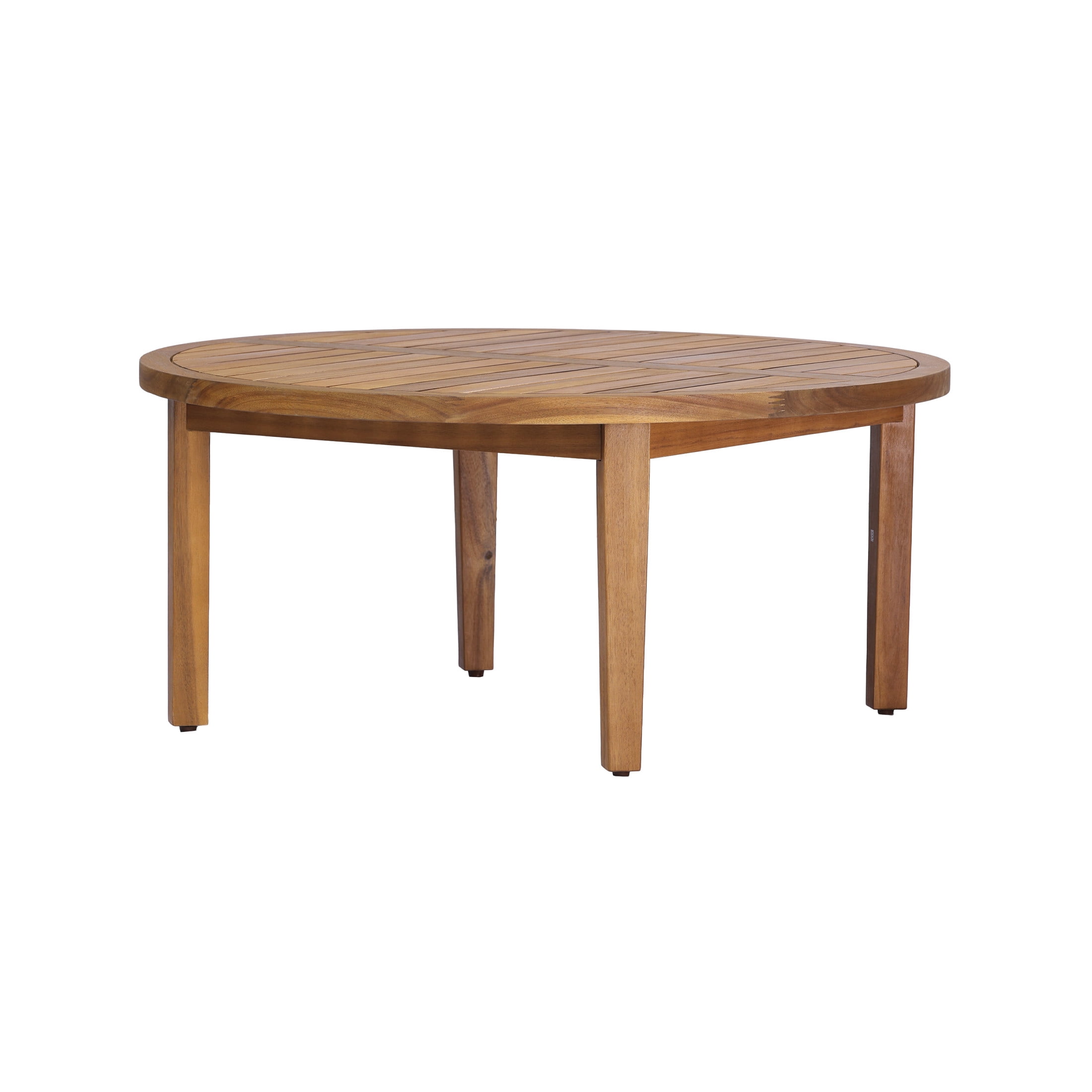 Christopher Knight Home 35" Round Outdoor Coffee Table, Acacia Wood Slatted Top, Teak Finish