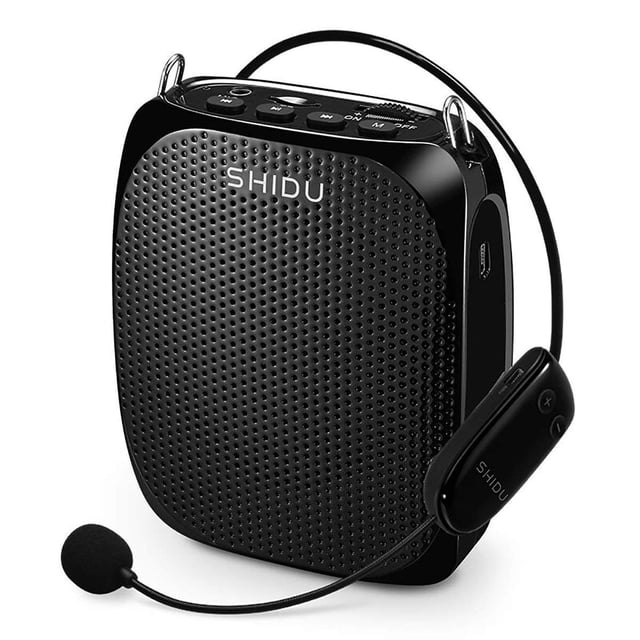 SHIDU - Amplificador de voz inalámbrico original mini amplificadores de voz con auriculares de micró