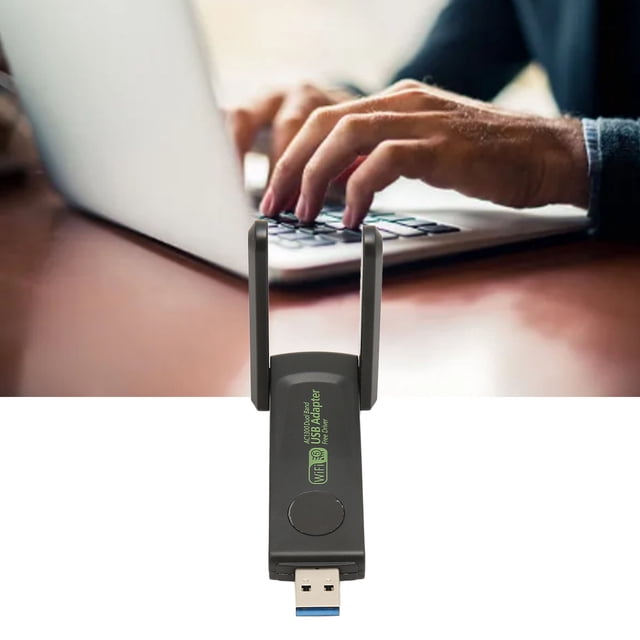 Adaptador De Tarjeta De Red Inalámbrica, 2.4G 5G Dual Band Plug And Play 1300Mbps Adaptador WiFi USB De Doble Antena Rendimiento Estable Para PC