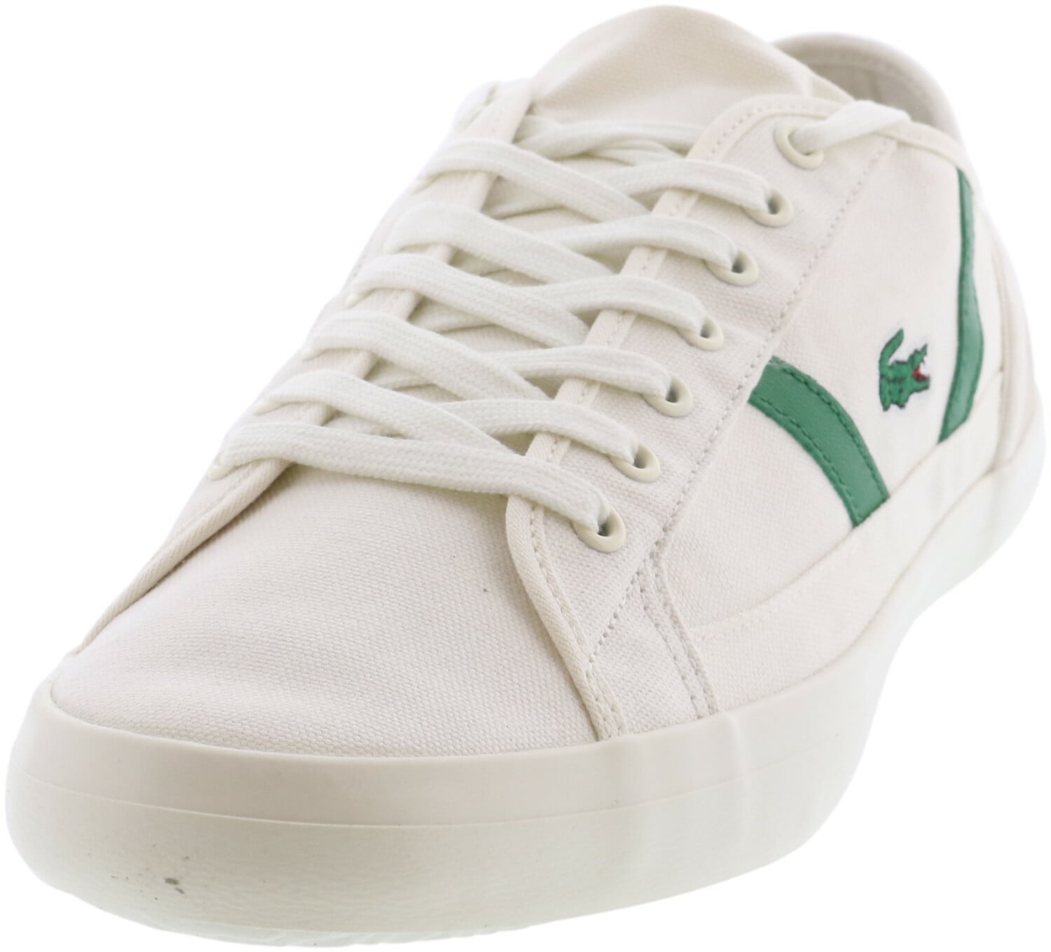 Lacoste Men's Sideline Canvas Off White / Green Low Top Sneaker 10 M