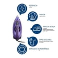 thumbnail image 3 of Plancha Oster De Vapor Turbosteam con Suela de Cerámica Morado, 3 of 4