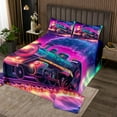 thumbnail image 2 of Erosebridal Train Print Coverlet Set King, Steam Engine Bedding Set, Hot Pink,, 3 Pieces, 2 of 5