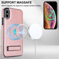 thumbnail image 6 of for iPhone X/XS PU Leather Back Case, Built-in Invisible Stand [Compatible with Magsafe] Protective Slim Kickstand Anti-fall Phone Cover Compatible with iPhone X/XS, Rosegold, 6 of 8