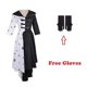 thumbnail image 1 of Cruella de vil cosplay costume 2 styles women gown black white maid dress with gloves hoodie skirt wigs outfits halloween party, 1 of 4
