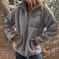 thumbnail image 5 of Baqcunre Women's Clothing, Sherpa Jackets for Women Trendy Zip Up Long Sleeve Winter Fall Casual Warm Fleece Coat Jackets with Pockets Valentines Day Gifts, 1Pc Jacket Gray 2XL, 5 of 7