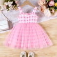thumbnail image 4 of VNKIDY Girls Kids Spaghetti Strap Pink Gingham Dress With Ruffle Trim Tulle Skirt For Toddlers Summer Daily Wear Casual Outings Lovely Dress, 4 of 7