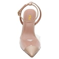 thumbnail image 5 of FSJ Women Classic Pointed Closed Toe Pumps Clear Chunky Block High Heel Ankle Strap Sandals Comfort Daily Work Shoes Size 15 Nude, 5 of 5