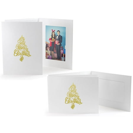Outdoor Christmas Tree Frame Typography Christmas Tree Photo Folders For 4x6 - Vertical (25 Pack) ()