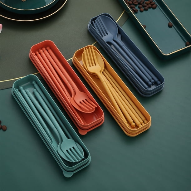 Juego de Tres Piezas de Cuchillo, Tenedor y Cuchara de Paja de Trigo, Vajilla Práctica para Acampar, Regalo de Vajilla Infantil