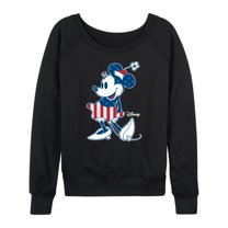 Disney - Minnie Flag Pattern - Women's Lightweight French Terry Long Sleeve Shirt