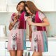 thumbnail image 4 of Balery Colorful Dog Cat Collage Camisón de manga corta con cuello redondo para mujer, cómodo y elegante., 4 of 6