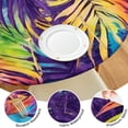 thumbnail image 4 of Colorful Tropical Leaf Pattern Round Fitted Tablecloth with Elastic Edge,Dining Table Cover Waterproof,Outdoor Round Tablecloth for Camping,Dining,Indoor and Outdoor, 4 of 7