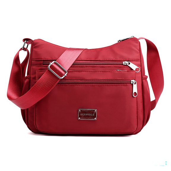 Women’s Crossbody Bag ,Anti Theft Crossbody Purse RFID Women Nylon Waterproof Lightweight Shoulder Bag/Wine Red