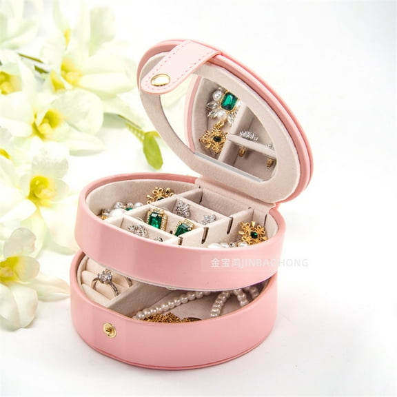 Miogawg Small Jewelry Box, Traveling Jewelry Organizer With Mirror, Portable Jewellery Storage Holder For Rings Earrings Necklace Bracelet, For Girls Women