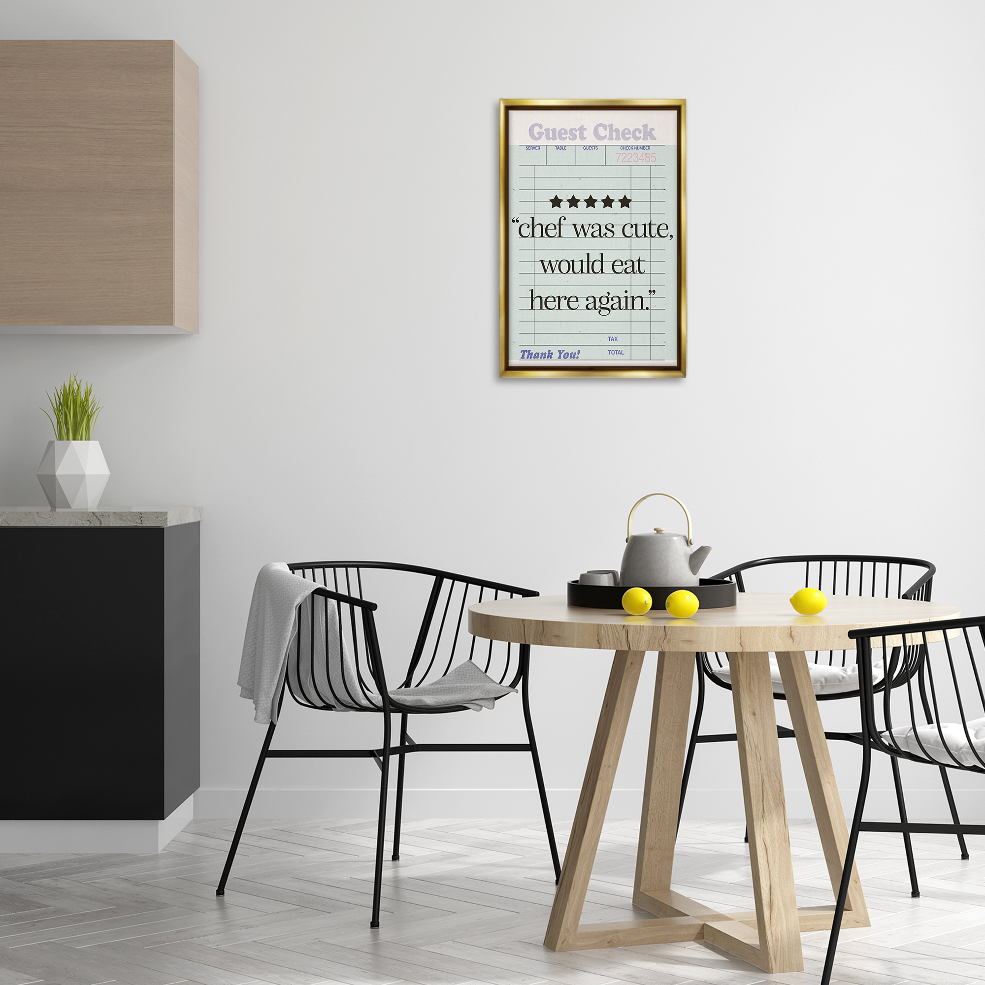 Stupell Industries Cute Chef Guest Check Typography Painting Gold Floater Framed Art Print Wall Art, 17 x 25