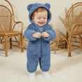 thumbnail image 2 of DHFJKG Baby Winter Fuzzy Jumpsuit Ears Hooded Zipper Long Sleeve Romper With Pockets For Boys Girls 0-12 Months Thermal Coat Outwear Kawaii Onesies, 2 of 5