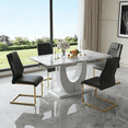 thumbnail image 2 of StnTalk Modern Dining Table Set for 4, 63'' Rectangular Faux Marble MDF Table with PU Leather Dining Chairs, White Upholstered Chairs with Metal Legs, Kitchen & Dining Room Furniture Set, 2 of 10