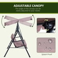 thumbnail image 4 of 3 Seat Outdoor Patio Swing Chair, Porch Swings with Adjustable Canopy, Outside Swing Bench with Powder-Coated Steel Frame for Backyard, Garden, Yard, Poolside, Balcony, Brown, 4 of 6