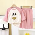 thumbnail image 2 of Odeerbi 1-13 Years Kids Boys Girls Summer Modal Pajamas Short Sleeve Loungewear Shorts Set Cute Raglan Sleepwear Solid Color Lightweight Tops Pajama Set Kids Boys Girls Clothes, 2 of 5