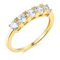 thumbnail image 2 of Wellingsale Ladies Solid 14k Yellow Gold Polished CZ Cubic Zirconia Round Cut Five 5 Stone Anniversary Wedding Band - Size 6.5, 2 of 6