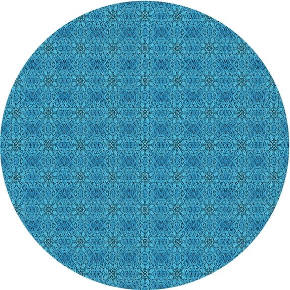 Ahgly Company Indoor Round Patterned Blue Eyes Blue Area Rugs, 5' Round