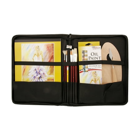 us art supply 23 piece oil painting set with zippered portfolio case