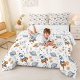 thumbnail image 3 of Manfei Cute Spaceship Planets King Size Comforter Sets,Celestial Stars Comforters King Size,White Orange,Colorful Stars Reversible,3 Pieces,1 Comforter and 2 Pillowcases, 3 of 7