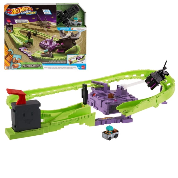 Hot Wheels RacerVerse Minecraft Track Set & Die-Cast Diamond Armor Steve [Walmart Exclusive]