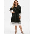 thumbnail image 2 of Plus Ver en contraste Vestido a media pierna de encaje Rosegal Vestidos casuales de talla grande, 2 of 5