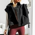 thumbnail image 2 of Women's Jackets Button Stand Collar Sleeveless Sherpa Fuzzy Vest with Pockets Lightweight Outwears, 2 of 8