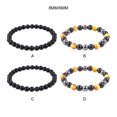 thumbnail image 3 of Minnieouse Exquisita joyería de cuentas de piedras preciosas naturales para Mujeres Hombres de cristal curativo ecológica Ropa, zapatos y accesorios Miscelánea Ojo de tigre de 8MM + negro, 3 of 6