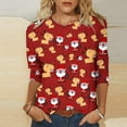 thumbnail image 4 of Hauts à Manches 3/4 pour Femmes Mode Féminine T-Shirt Imprimé Noël Blouse à Manches 3/4 Col Rond Hauts Décontractés Hauts à Col Haut pour Femmes Hauts à Manches 3/4 T-Shirts pour Femmes Mode, 4 of 5