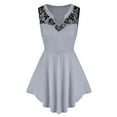 thumbnail image 4 of Women's Plus Size Sleeveless Tank Top Floral Lace V Neck Blouse Fashion Asymmetric Ruffle Peplum Tunic Shirts, 4 of 5