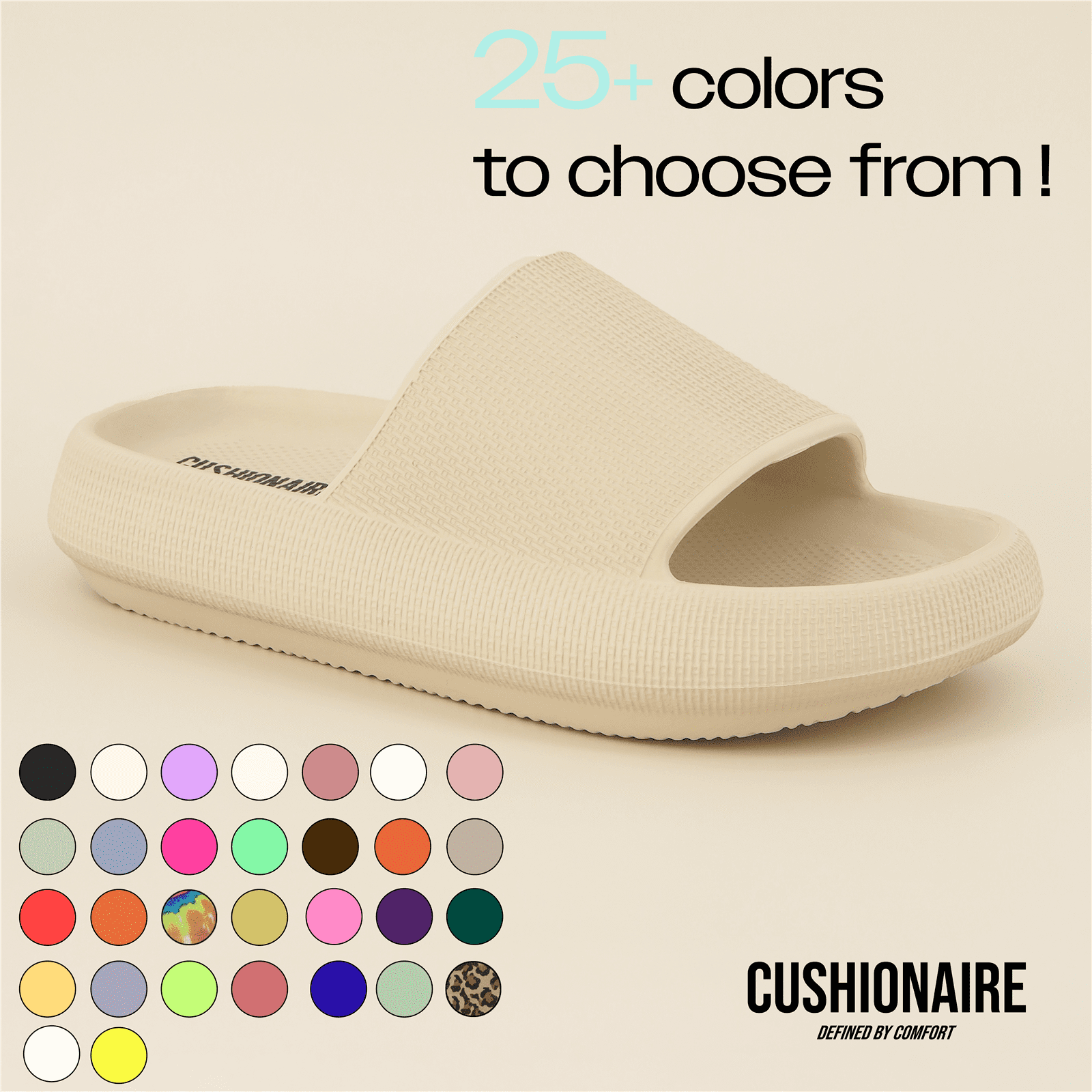 Cushionaire Women's Waterproof Feather Recovery Slide Sandal. Khaki, 8