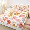thumbnail image 3 of Homewish Watercolor Floral Twin Sheet Sets,Cute Daisy Flower Twin Fitted Sheet,White Orange Flat Sheet For Girls Teens,Luxury Bedroom Decor,3 Pieces, 3 of 7