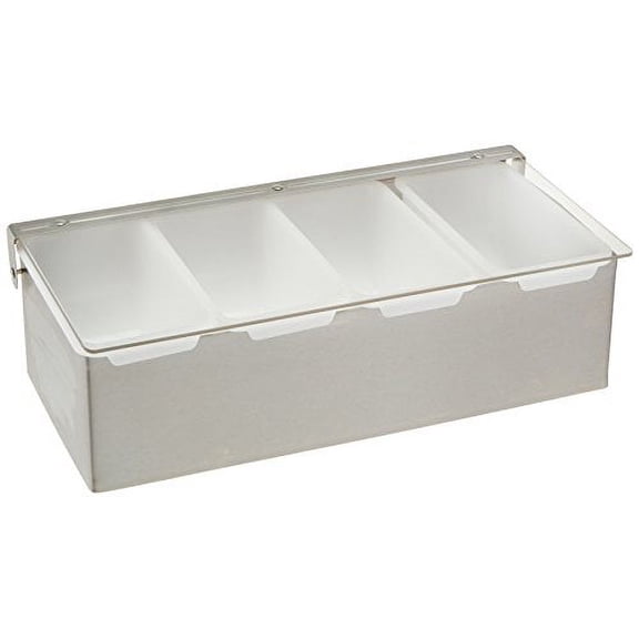 Winco 4 Comp Condiment Dispenser, Medium, Stainless Steel