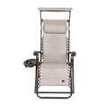 thumbnail image 2 of Bliss Hammocks 26" Wide Zero Gravity Chair w/ Canopy, Pillow, & Drink Tray , Outdoor, Lawn, Deck, Patio , Foladable, Adjustable Lounge Chair, Weather & Rust Resistant , 300 Lbs Capacity-Sand, 2 of 9
