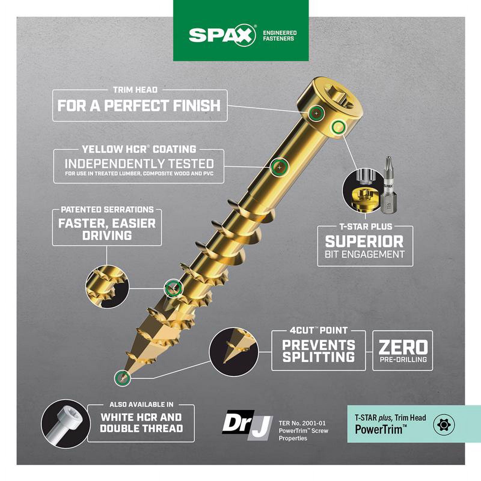 Spax 5042041 Power Trim No. 8 x 2.5 in. Star Round Head Trim Screws, Yellow- Pack of 100