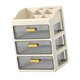 thumbnail image 4 of Organizador de escritorio con cajones, caja de almacenamiento rectangular de plástico multicapa para habitación Marrón cremoso de 3 niveles, 4 of 9