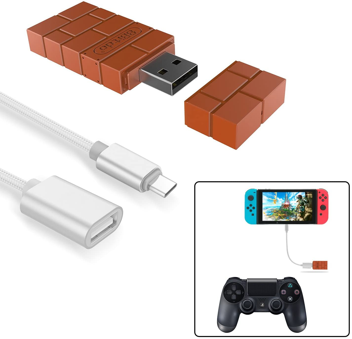 8Bitdo Wireless Bluetooth Game-pad Receiver USB Converter for PS3 for WII U PRO Switch RR Adapter - Walmart.com