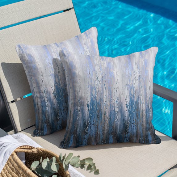 Throw Pillow Covers 16x16 Inch, Abstract Blue Decorative Pillow Cases for Couch Sofa Bed, Modern Gradient Minimalist Mottled Art Cotton Linen Square Home Decor Pillowcases with Hidden Zipper