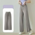 thumbnail image 6 of HAiming Womens Split Wide Leg Sweatpants High Waisted Summer Pants Lightweight Palazzo Pants with Pockets, 6 of 6