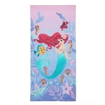 Disney Girl's Ariel, Sebastian and Flounder Character Beach Towel, 28" X 58"