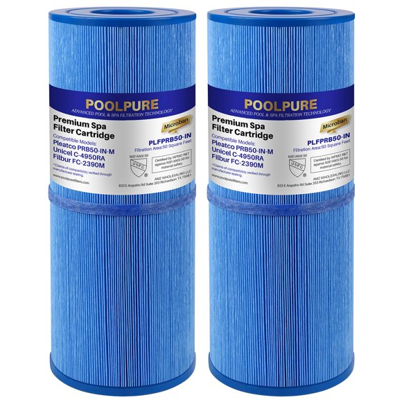 Filtro de spa de repuesto POOLPURE para Pleatco PRB50-IN-M, paquete de 2