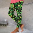 thumbnail image 2 of lcziwo Women's St Patricks Day Running Leggings Funny Shamrock Clover Print Soft Stretchy Yoga Pants Casual High Waisted Tummy Control Tights Green M, 2 of 5