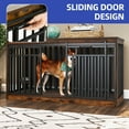 thumbnail image 3 of ModFusion 55" Extra-Large Dog Cage with Sliding Doors, Retro Wood & Iron Frame, Anti-Tip Design – Stylish Pet Crate for Living Room & Bedroom Use, 3 of 10
