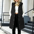 thumbnail image 5 of Yutgune Women's Long Hooded Puffer Vest Zip Up Snap Button Sleeveless Coat with Zipper Pockets, 5 of 7