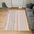 thumbnail image 2 of Geometric Turkish Area Rug, Retro Vertical Bands Wavy Striped Lines Hand Drawing Abstract Illustration, Soft Carpet for Living Room Decor with Distressed Look, 2.6' x 5', Pale Pink, by Ambesonne, 2 of 4