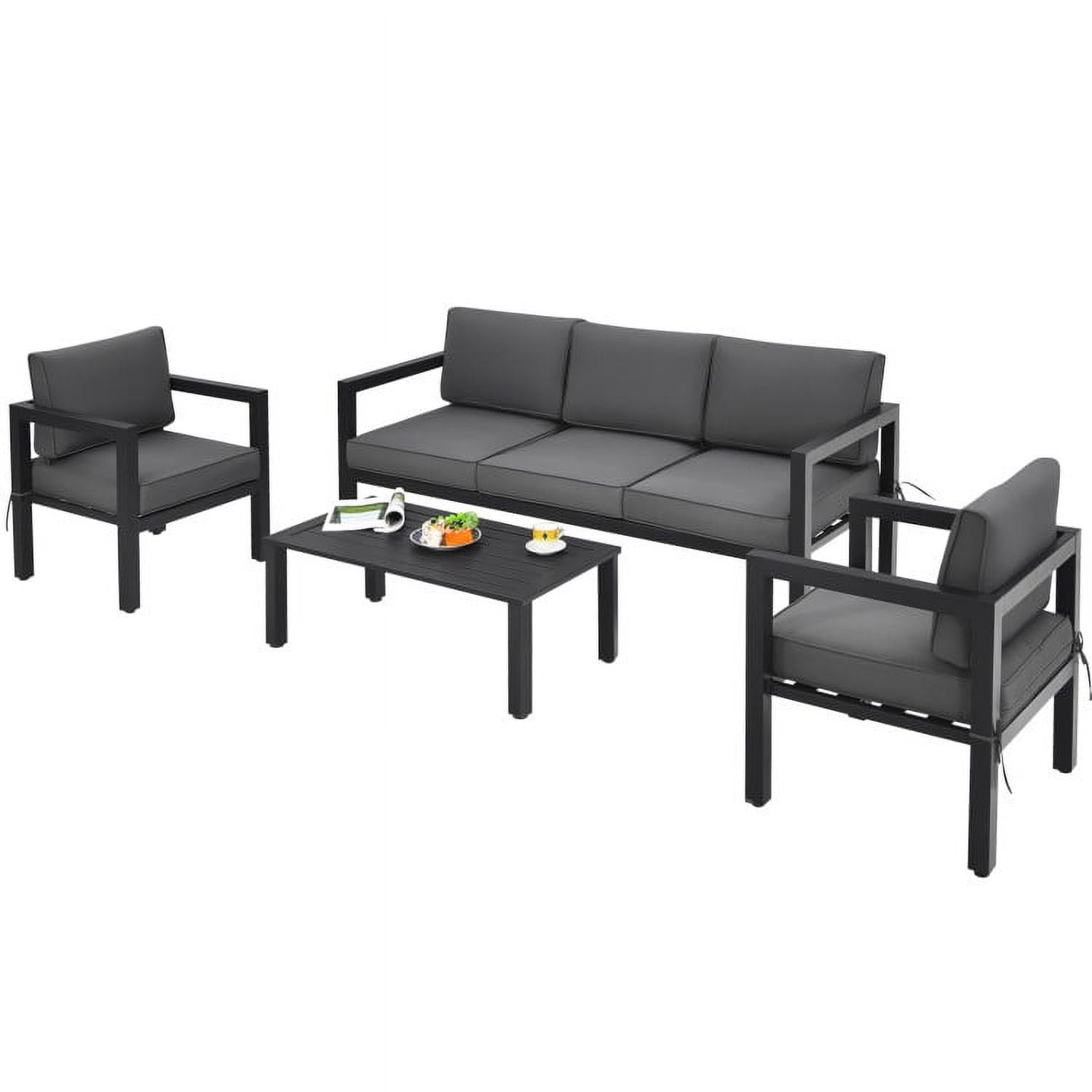 Aimee Lii 4 Pieces Outdoor Patio Furniture Set for Backyard and Poolside, Patio Conversation Sets, Gray Aimee Lii 4 Pieces Outdoor Patio Furniture Set for Backyard and Poolside, Patio Conversation Sets, Gray